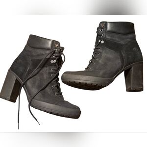 Timberland A1KD4 Womens Camdale Chunky Field Boots Black Leather Lace Up Sz 9